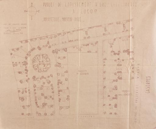 Projet de lotissement d'une cité jardin, propriétaire : M. Pitre : [plan], 9 août 1930.